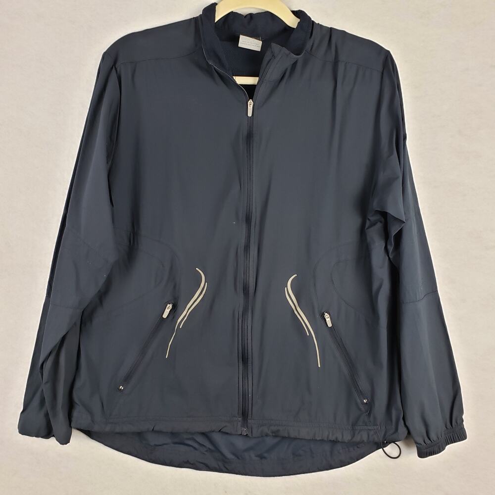Y2K Nike‎ Women's L Full Zip Track Jacket Solid Blue Nylon Running Sporty